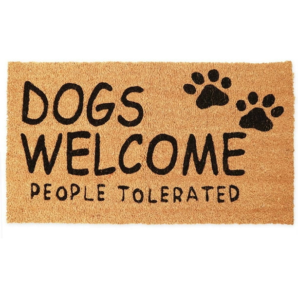 Coir Doormat with Slogan Dirt Trapper Cat Dog Outdoor Welcome Mat